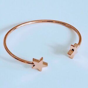 ⭐ 18k Gold Plated Star Bangle Bracelet 316L Stainless Steel | 17cm Rose Gold